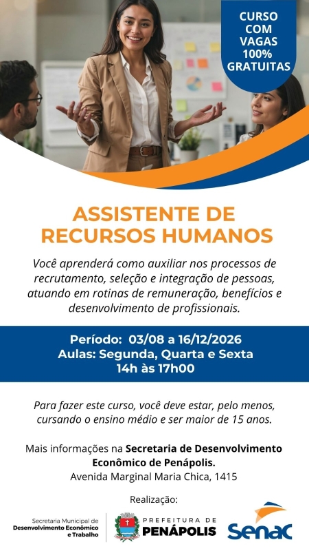 Noticia capacita-penapolis-inscreve-para-curso-de-assistente-de-recursos-humanos