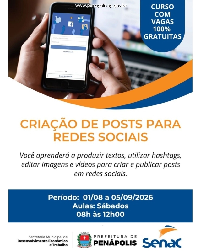 Noticia criacao-de-posts-para-redes-sociais-e-tema-de-curso-do-senac